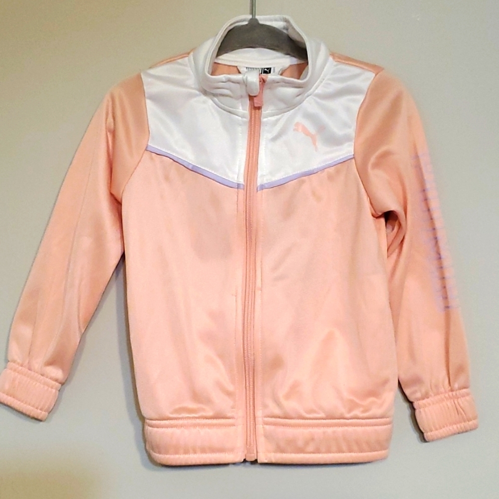 Light Pink and White Toddler Puma Track Jacket, 18m